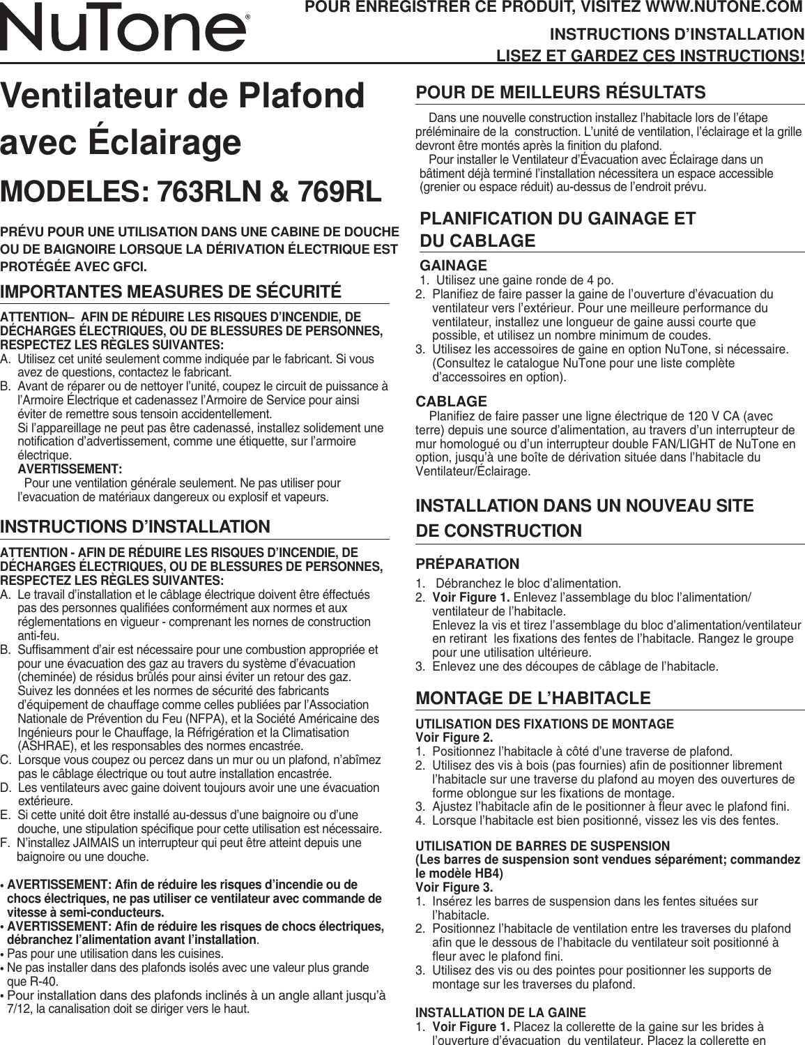 Page 5 of 8 - Nutone Nutone-769Rl-Users-Manual- 101256_763RLN_769RL  Nutone-769rl-users-manual