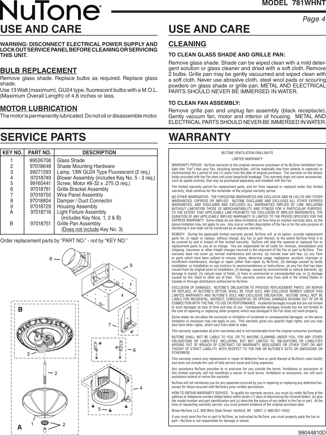 Nutone Whnt Quick Start Guide