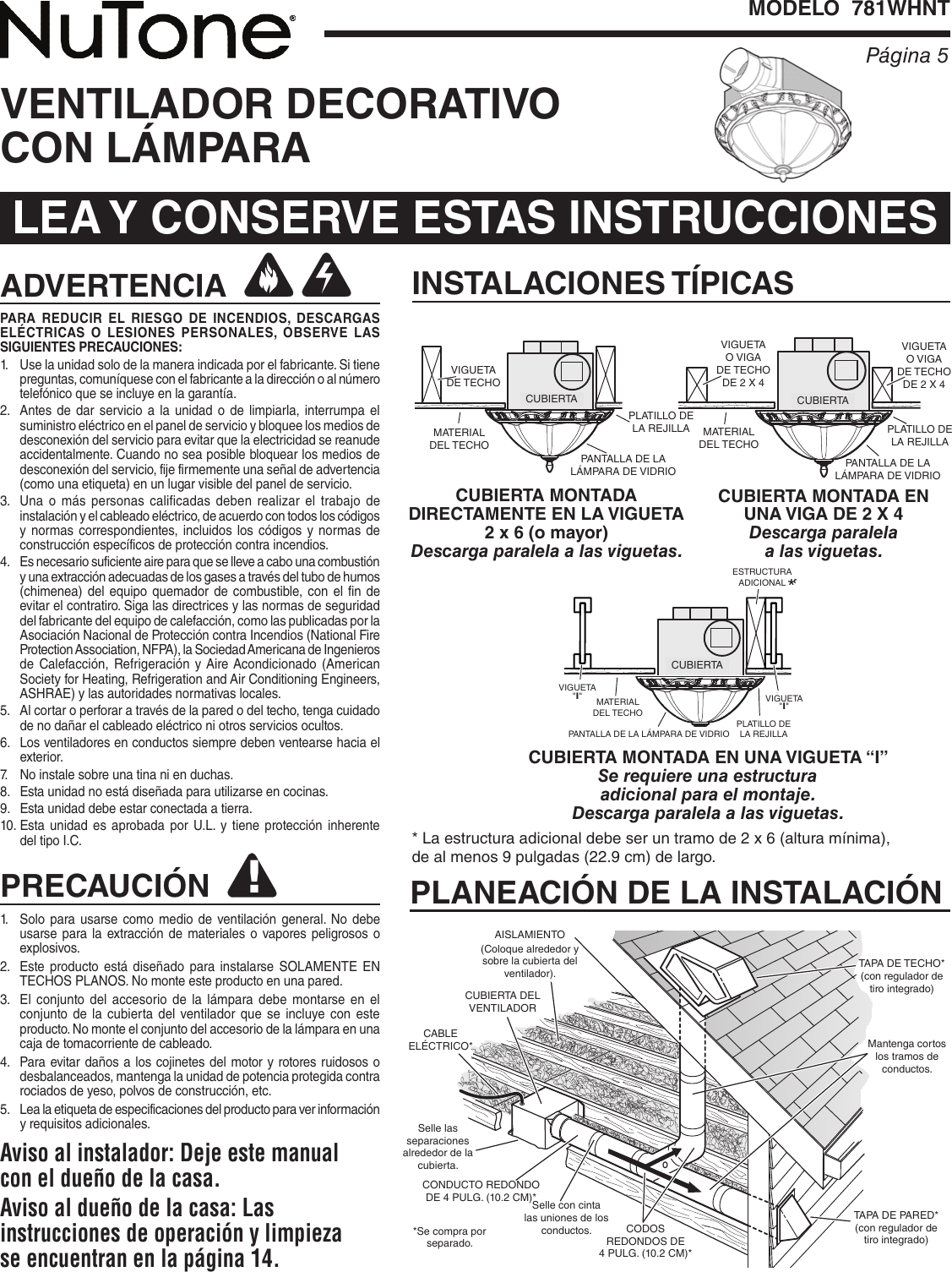 Page 5 of 8 - Nutone Nutone-781Whnt-Quick-Start-Guide