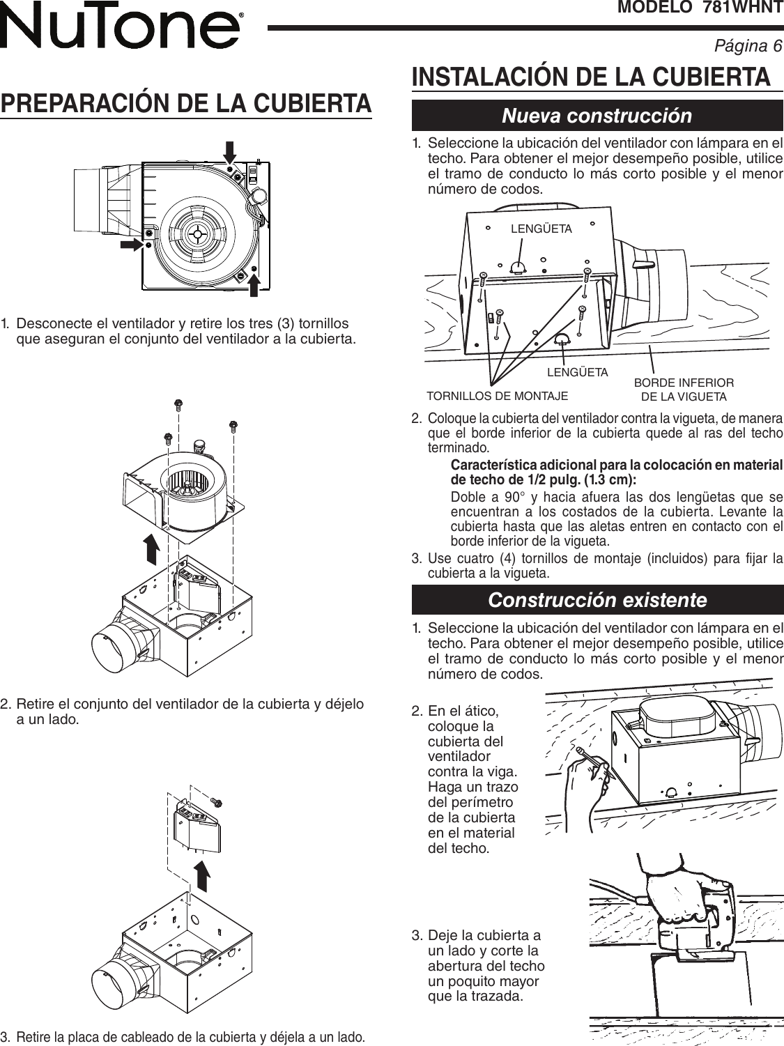 Page 6 of 8 - Nutone Nutone-781Whnt-Quick-Start-Guide