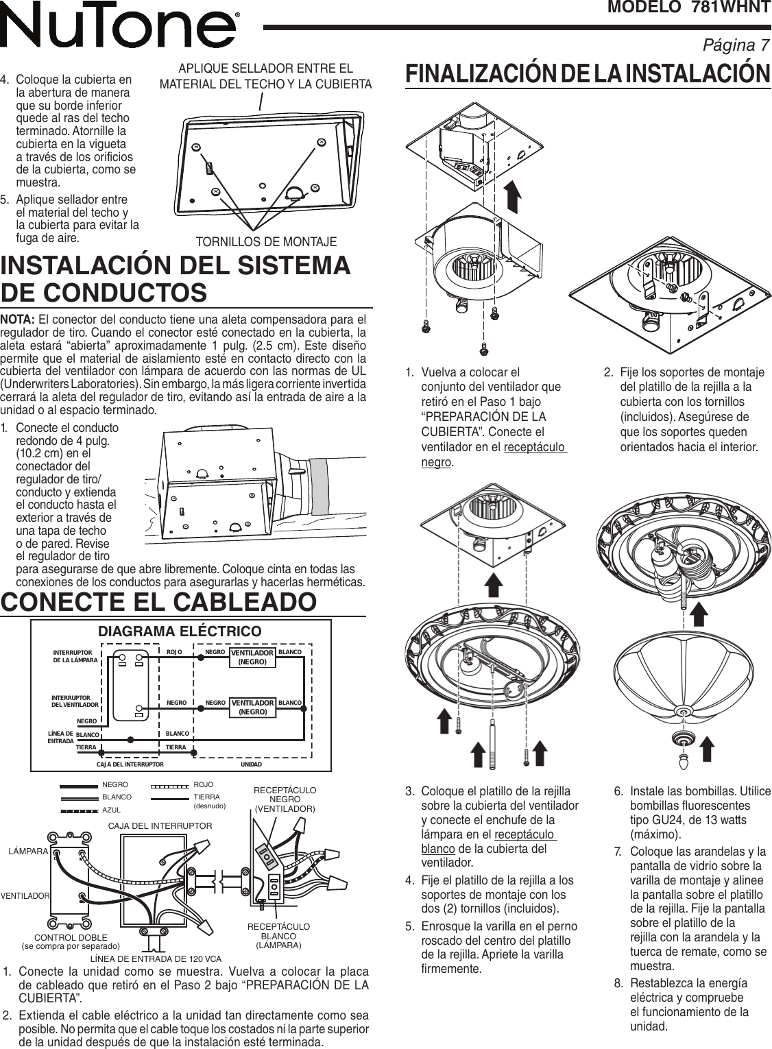 Page 7 of 8 - Nutone Nutone-781Whnt-Quick-Start-Guide