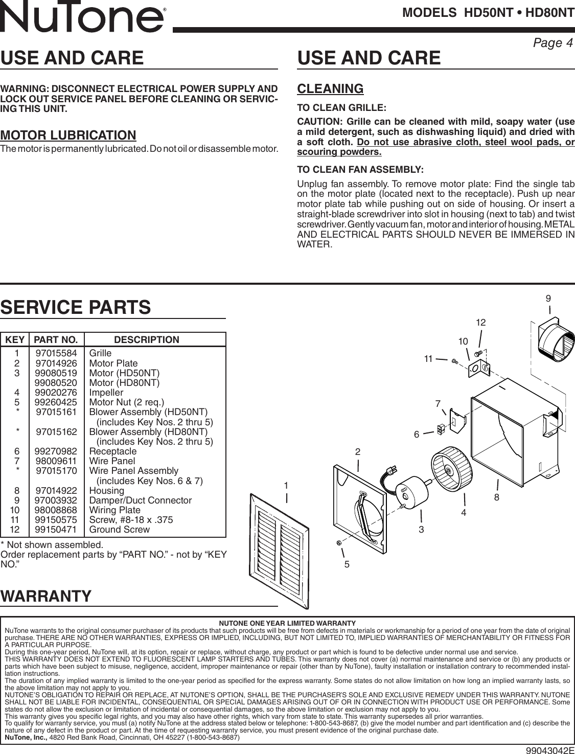 Page 4 of 8 - Nutone Nutone-Hd80Nt-Quick-Start-Guide