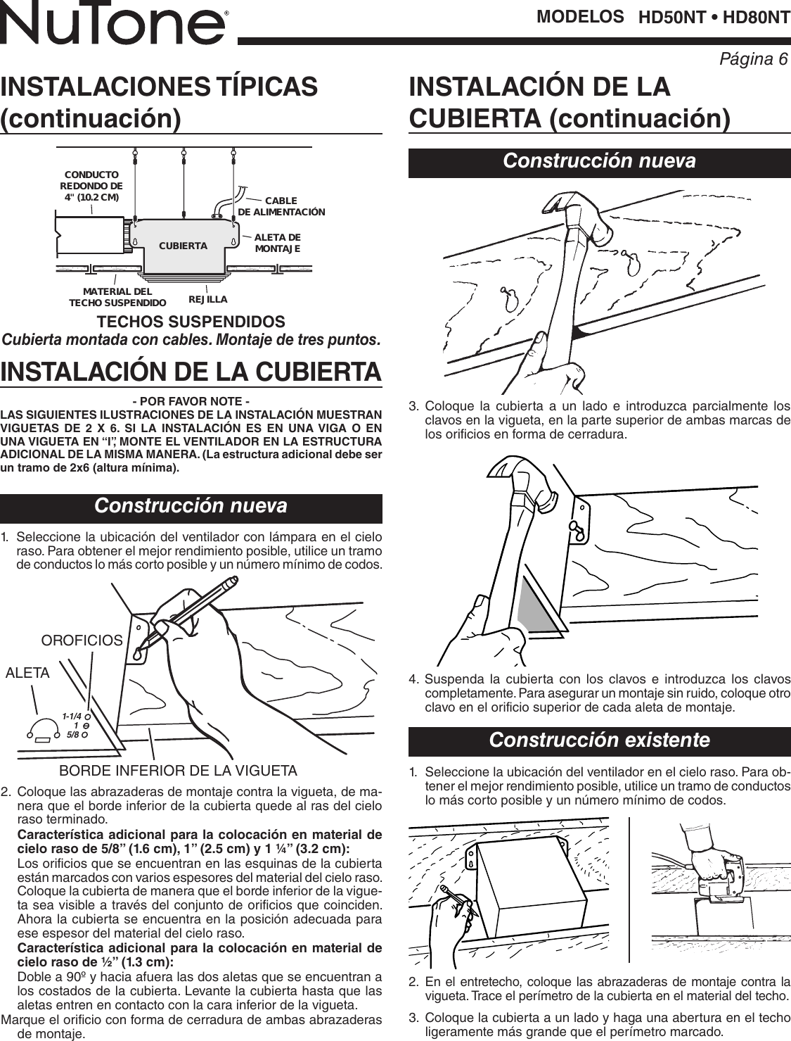 Page 6 of 8 - Nutone Nutone-Hd80Nt-Quick-Start-Guide