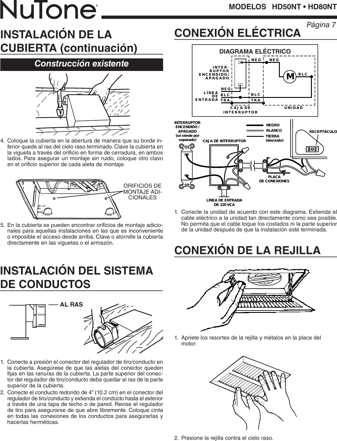 Page 7 of 8 - Nutone Nutone-Hd80Nt-Quick-Start-Guide