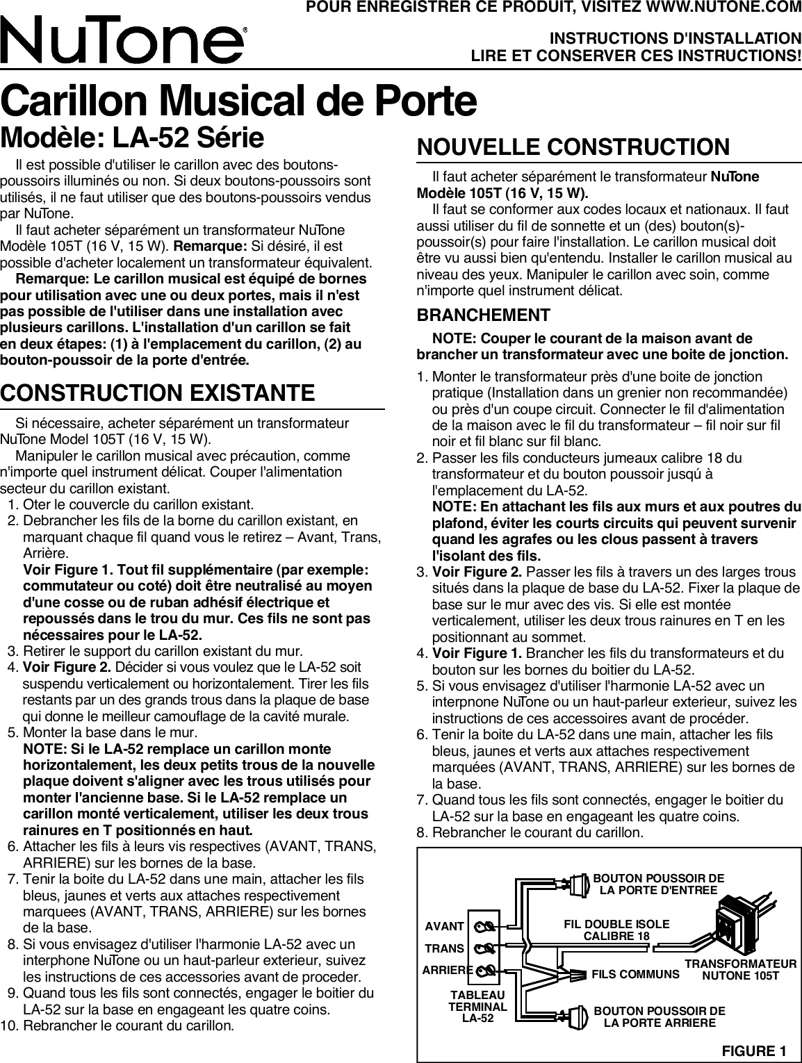 Page 9 of 12 - Nutone Nutone-La-52-Series-Users-Manual- LA-52 Ins 84316  Nutone-la-52-series-users-manual