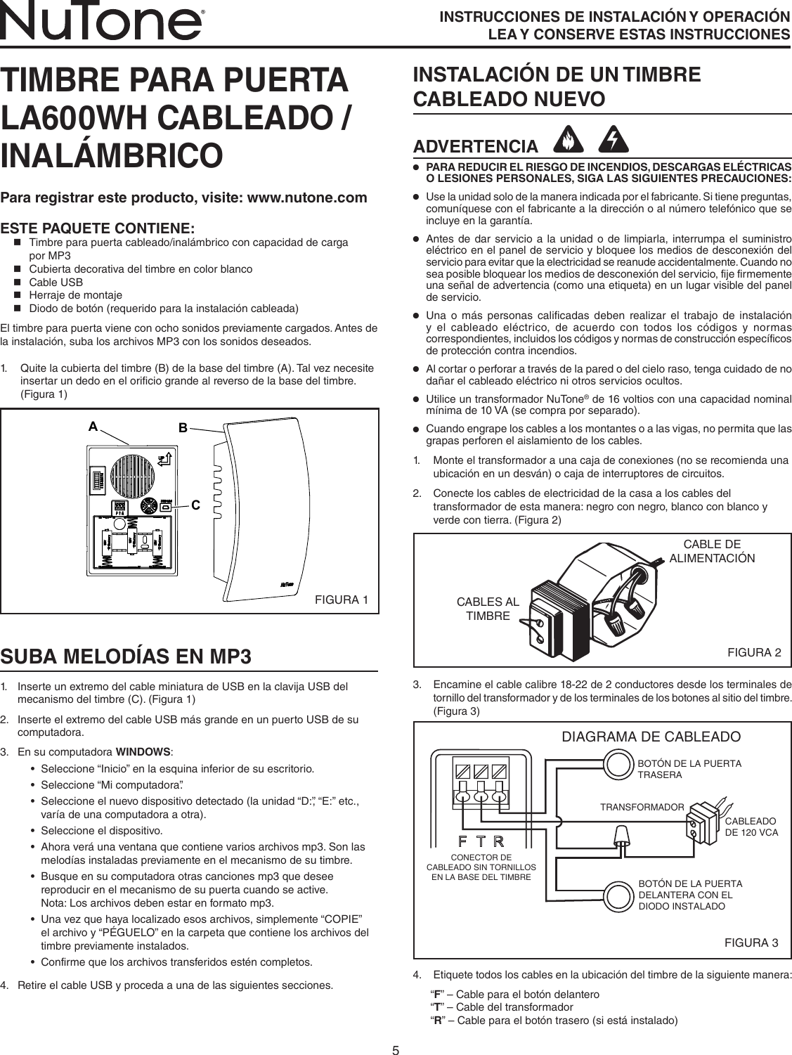 Page 5 of 8 - Nutone Nutone-La600Wh-Quick-Start-Guide