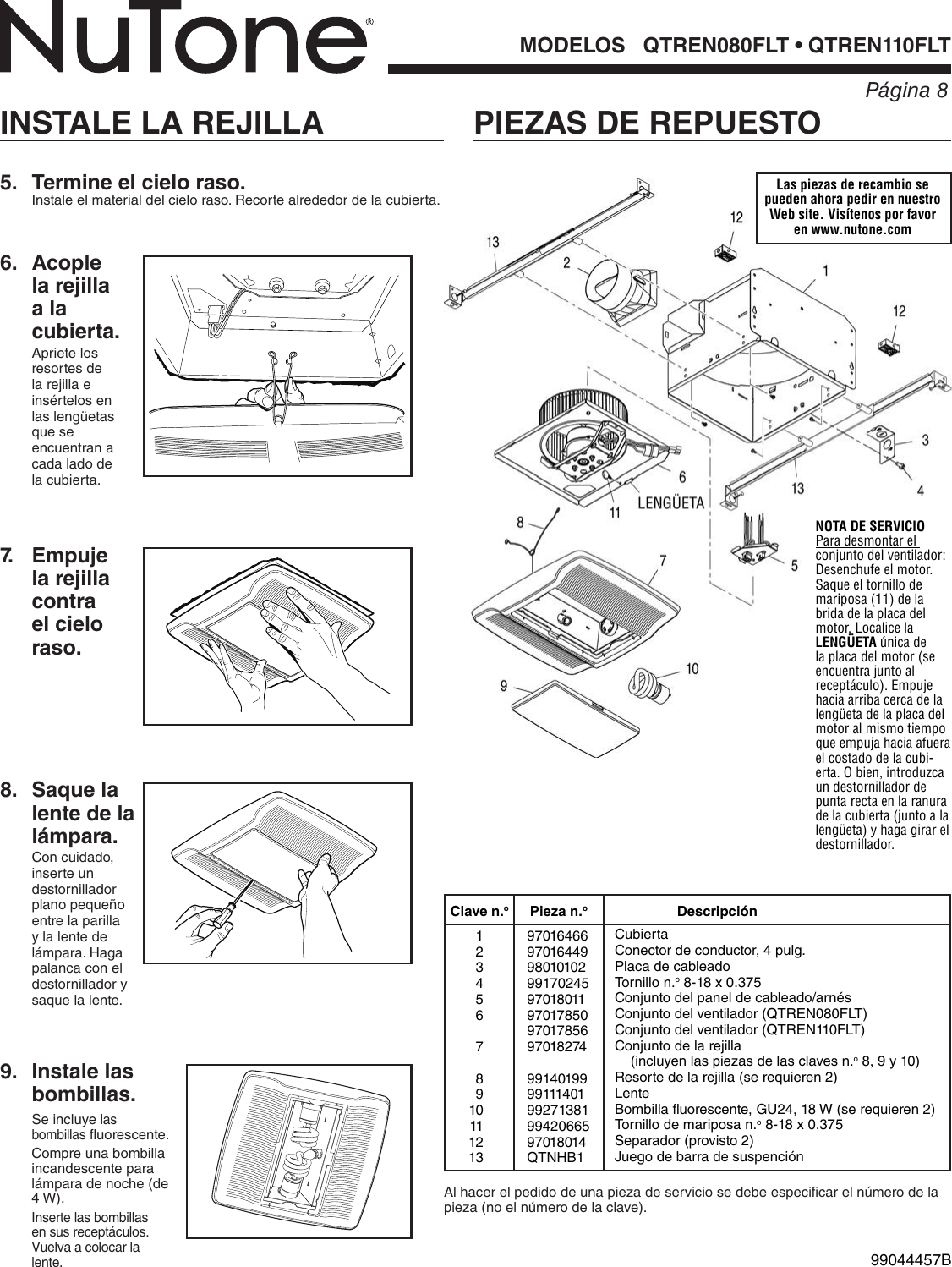 Nutone Qtren110Flt Quick Start Guide