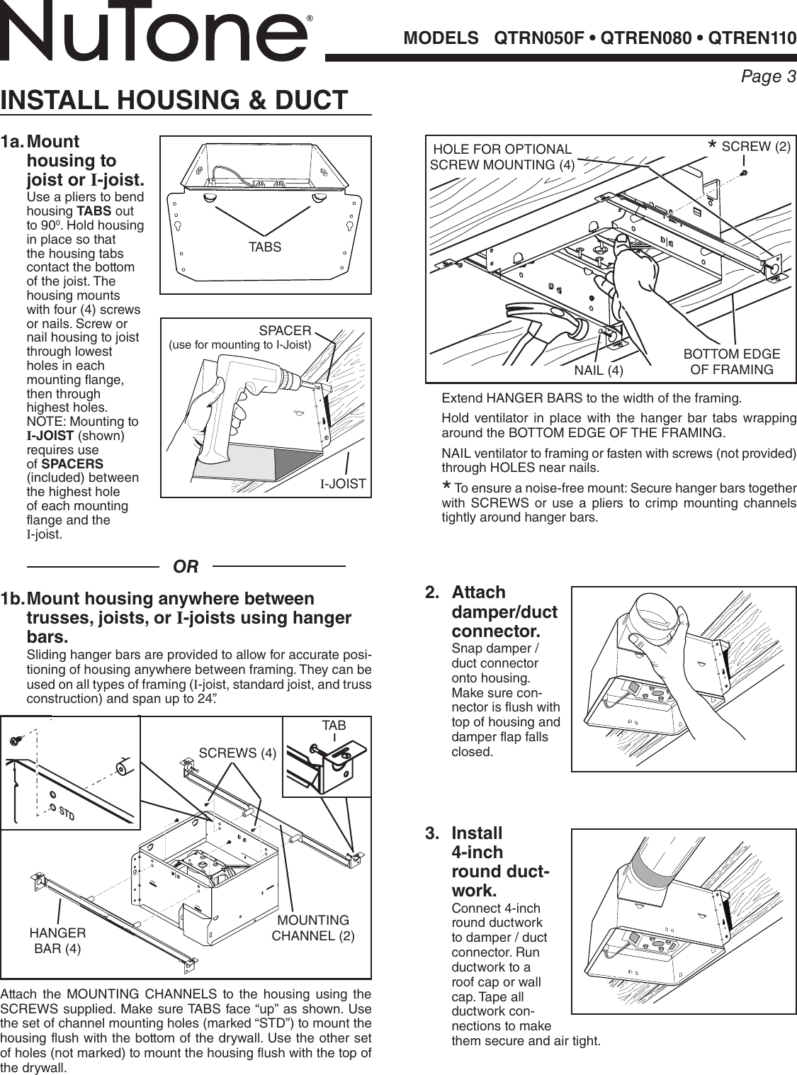 Page 3 of 8 - Nutone Nutone-Qtren110-Quick-Start-Guide