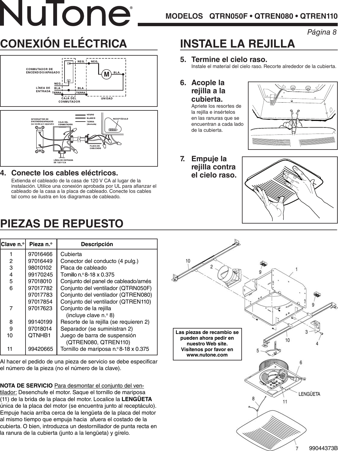 Page 8 of 8 - Nutone Nutone-Qtren110-Quick-Start-Guide