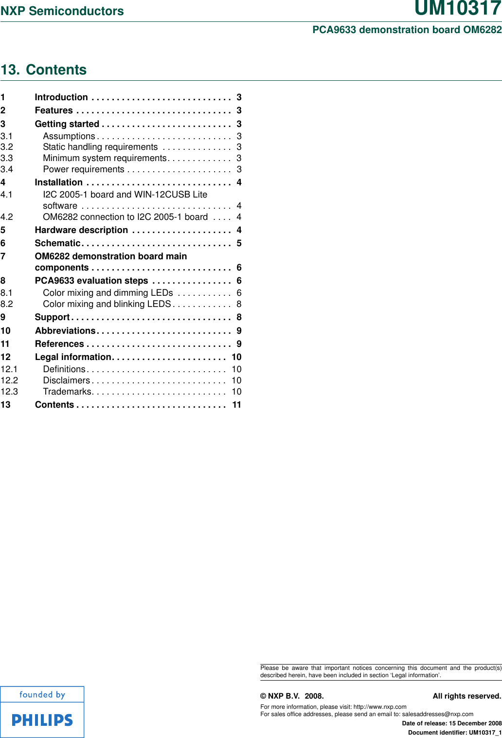 Page 11 of 11 - Nxp-Semiconductors Nxp-Semiconductors-Um10317-Users-Manual- UM10317 PCA9633 Demonstration Board OM6282  Nxp-semiconductors-um10317-users-manual