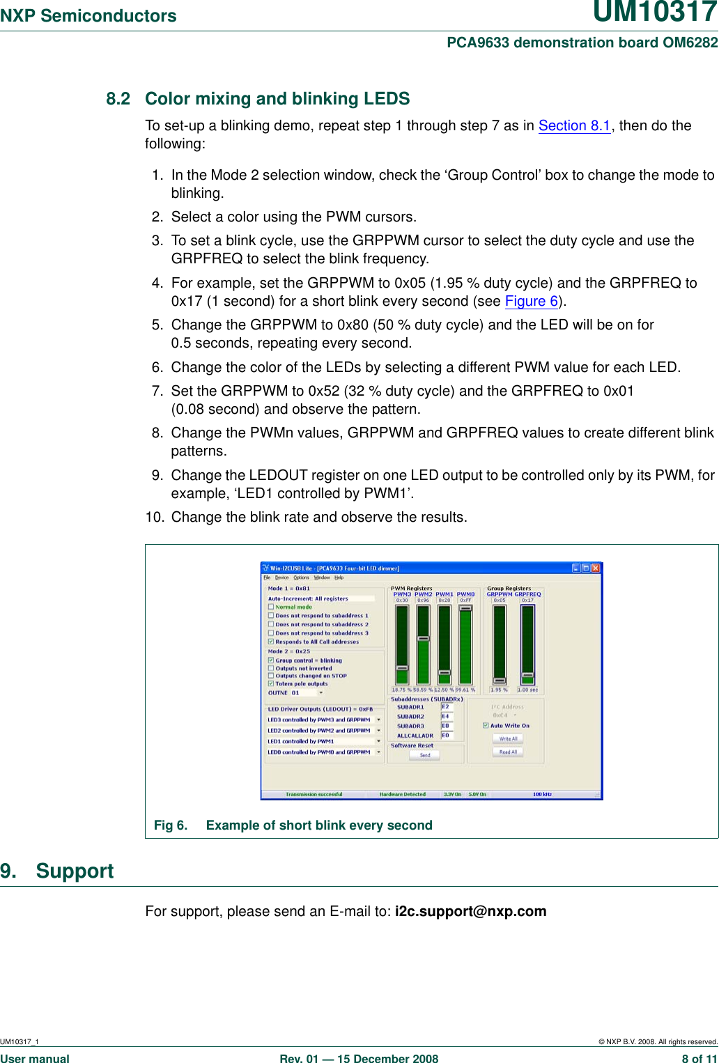 Page 8 of 11 - Nxp-Semiconductors Nxp-Semiconductors-Um10317-Users-Manual- UM10317 PCA9633 Demonstration Board OM6282  Nxp-semiconductors-um10317-users-manual