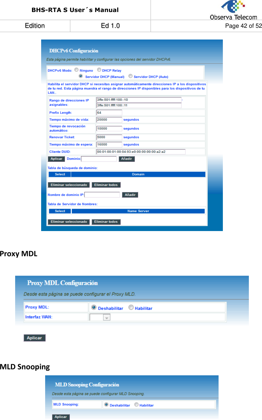 BHS-RTA S User´s Manual  EEddiittiioonn  EEdd  11..00  Page 42 of 52    Proxy MDL   MLD Snooping   