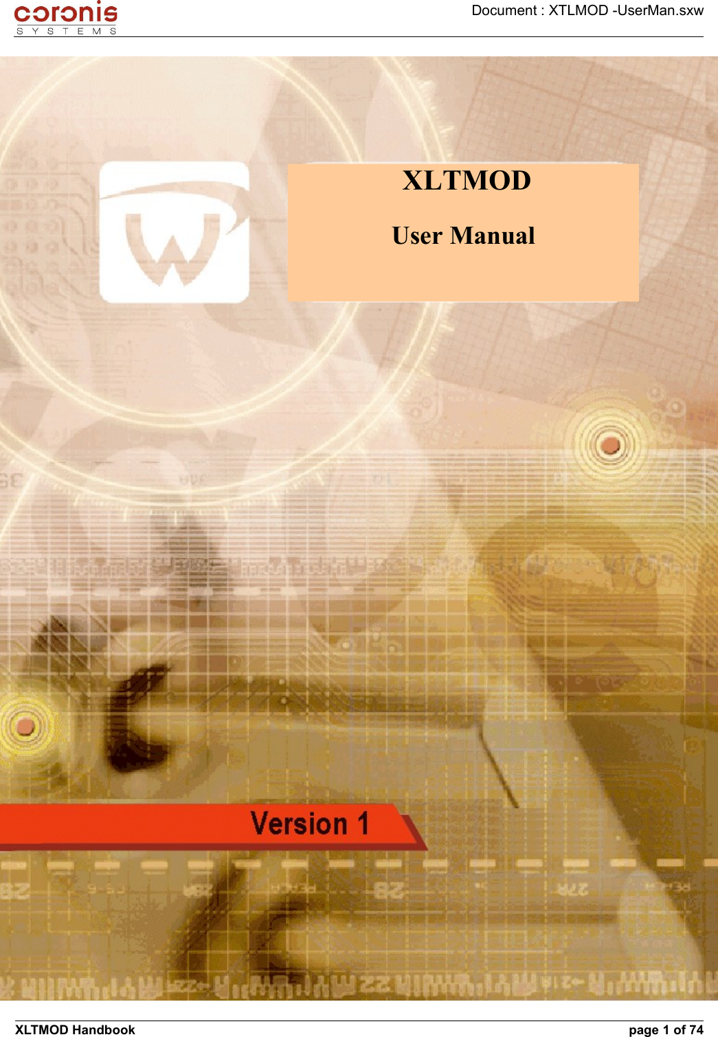 Document : XTLMOD -UserMan.sxwXLTMOD Handbook page 1 of 74 XLTMODUser Manual