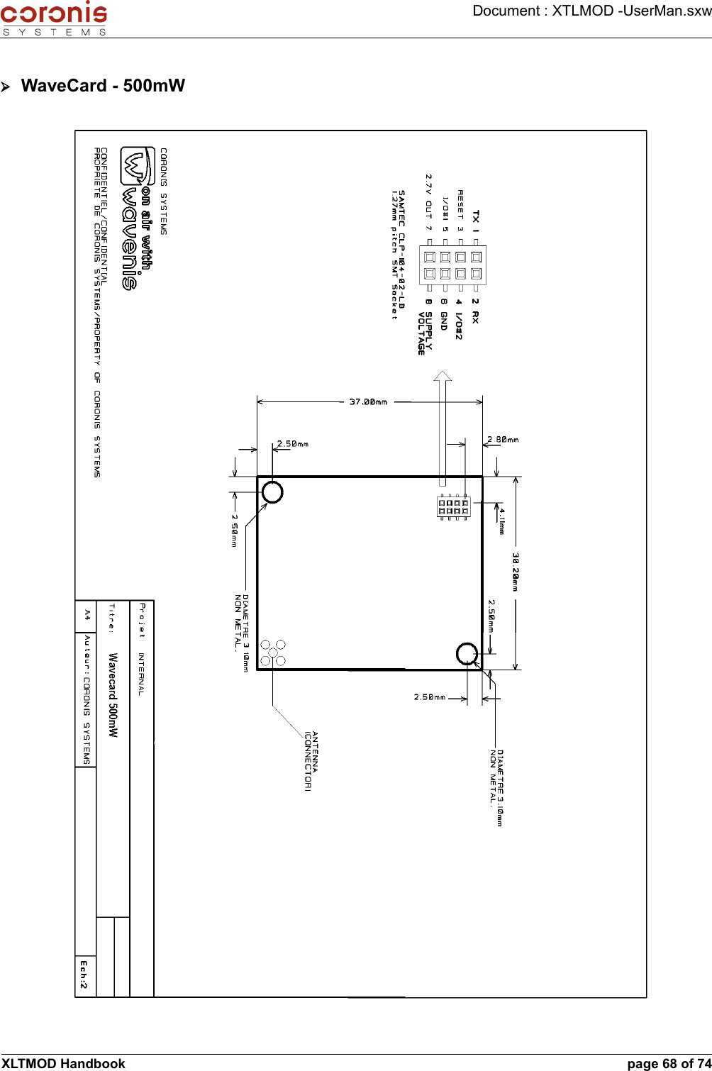 Document : XTLMOD -UserMan.sxw➢WaveCard - 500mWXLTMOD Handbook page 68 of 74