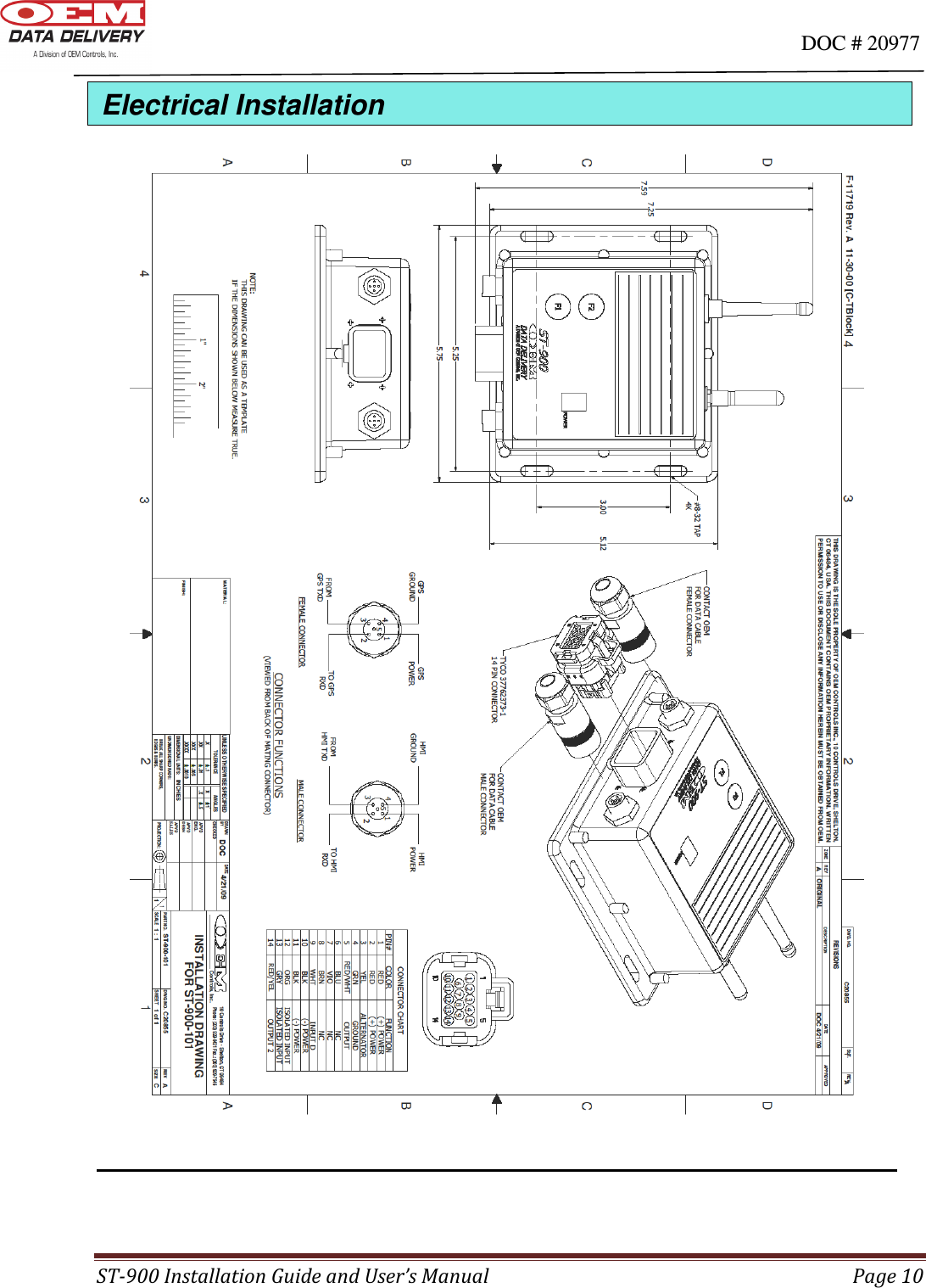                                                                                                                                      DOC # 20977 ST-900 Installation Guide and User’s Manual  Page 10     Electrical Installation 