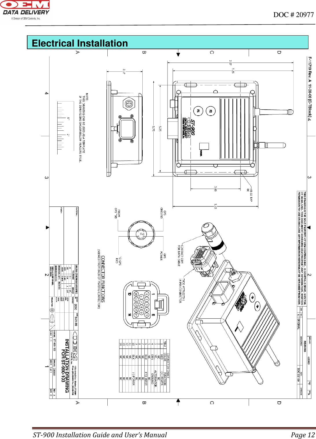                                                                                                                                      DOC # 20977 ST-900 Installation Guide and User’s Manual  Page 12      Electrical Installation 