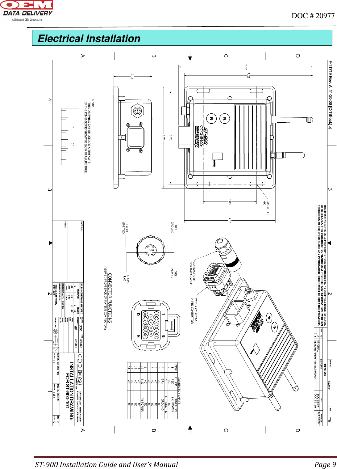                                                                                                                                      DOC # 20977 ST-900 Installation Guide and User’s Manual  Page 9          Electrical Installation 