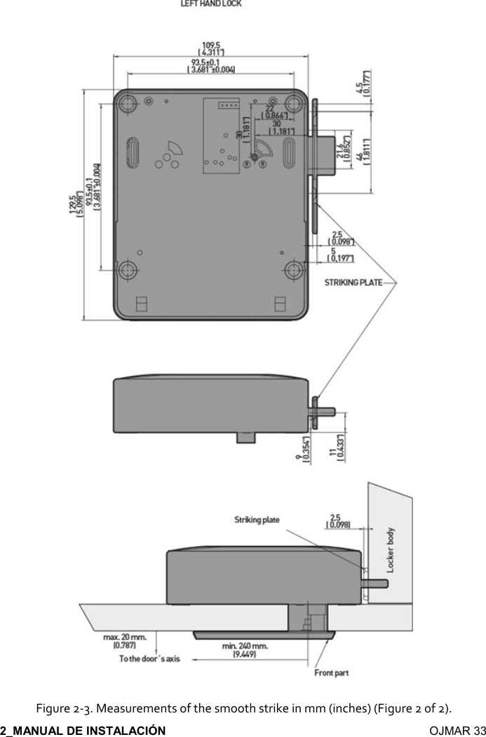    OJMAR 33  Figure 2-3. Measurements of the smooth strike in mm (inches) (Figure 2 of 2). 