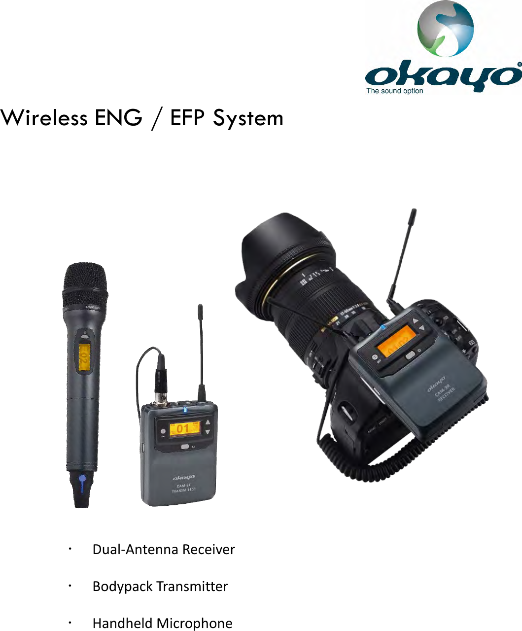                                         Wireless ENG / EFP System   Dual-Antenna Receiver    Bodypack Transmitter  Handheld Microphone   