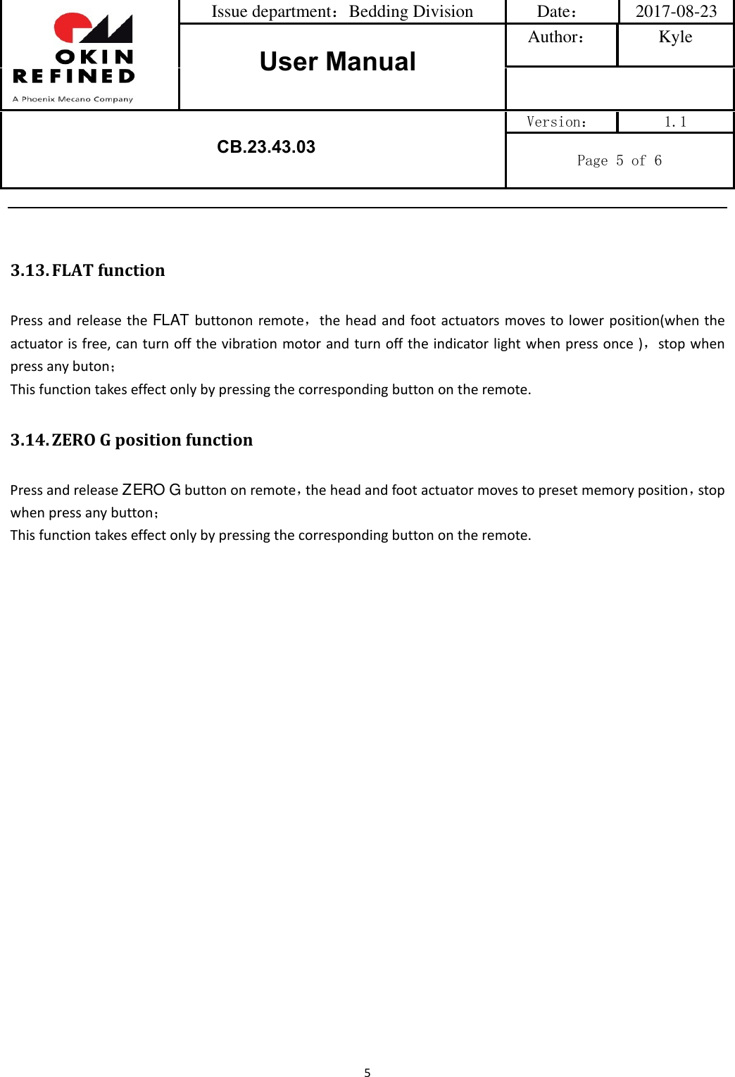 Page 5 of OKIN Refined Electric Technology CB2343 Control Box User Manual CB 23 43 