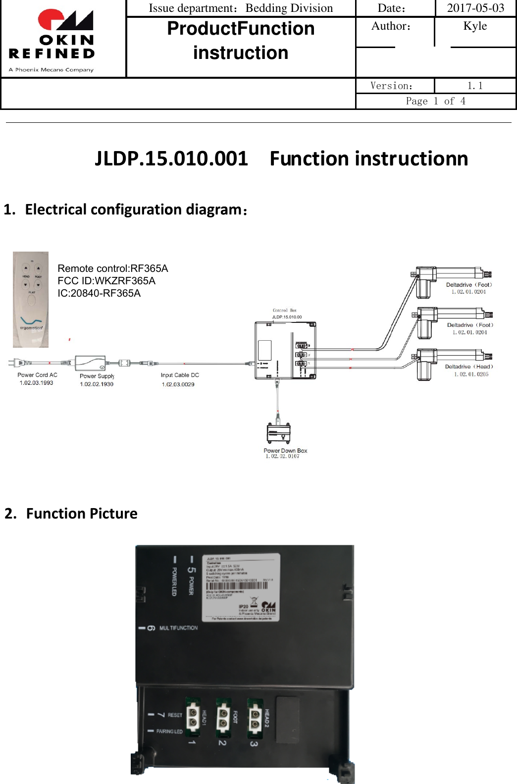 Page 1 of OKIN Refined Electric Technology CU3583P Control Box User Manual CU358 3 P 