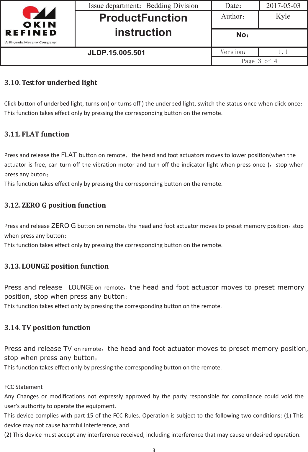 Page 3 of OKIN Refined Electric Technology JLDP15005 Control Box User Manual CU358 3 P 