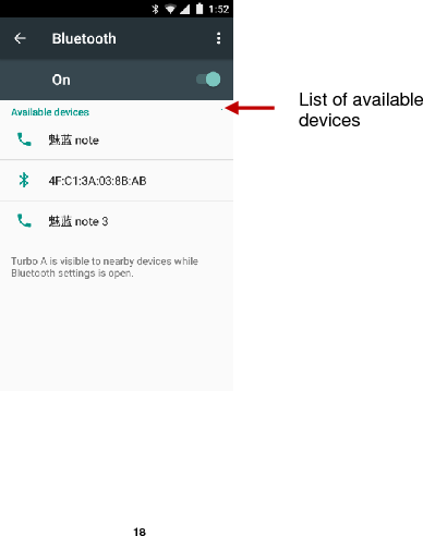   18                                  List of available devices 