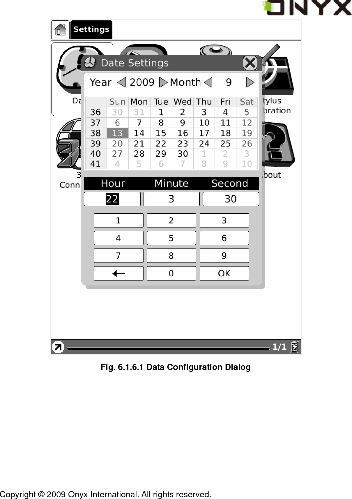  Copyright &copy; 2009 Onyx International. All rights reserved.                                  Fig. 6.1.6.1 Data Configuration Dialog 