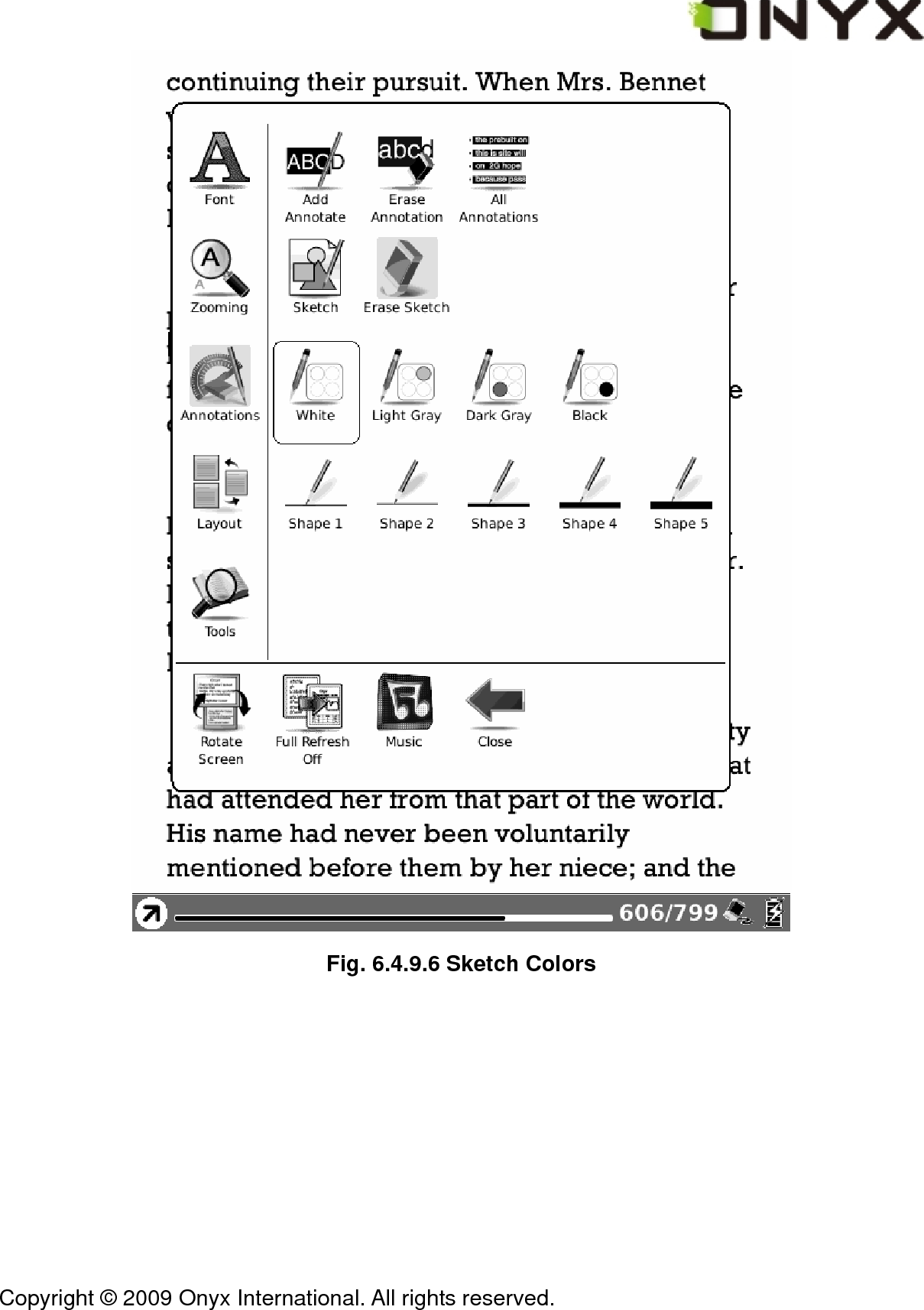  Copyright &copy; 2009 Onyx International. All rights reserved.                                  Fig. 6.4.9.6 Sketch Colors 