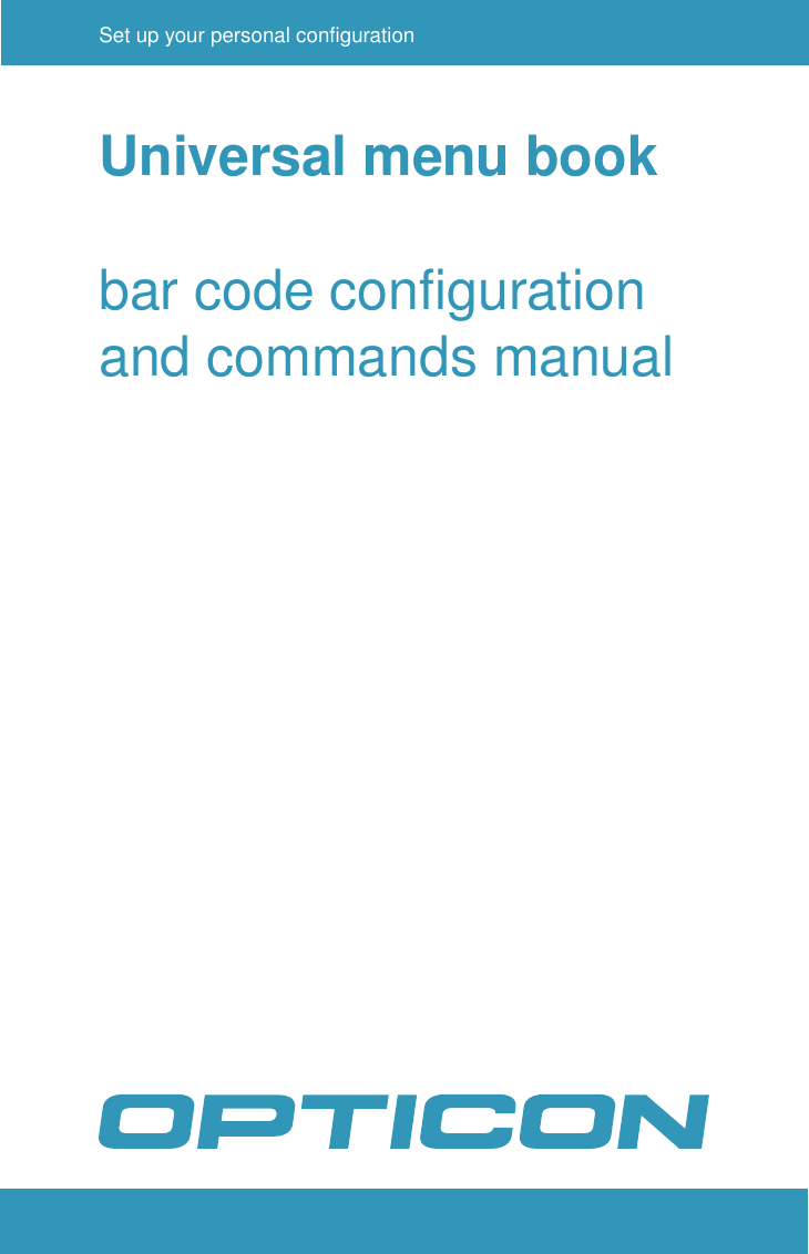 Universal menu bookbar code configurationand commands manual Set up your personal configuration