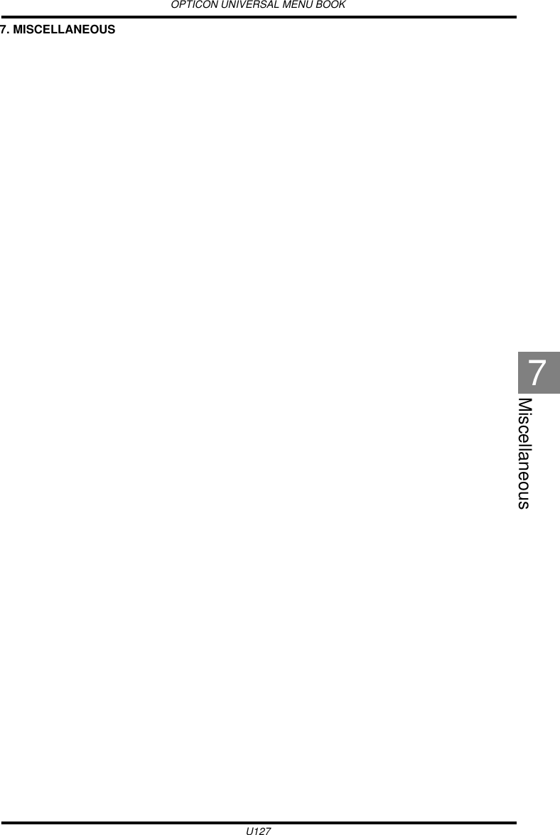 OPTICON UNIVERSAL MENU BOOKU127Miscellaneous77. MISCELLANEOUS