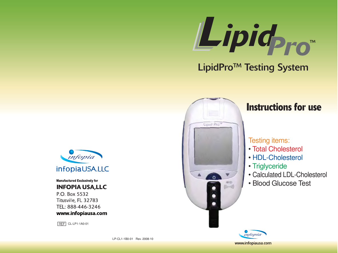 Page 1 of OSANG Healthcare ILM-0001A-RF Lipid profile and glucose measuring system for self testing User Manual Manua  Cover