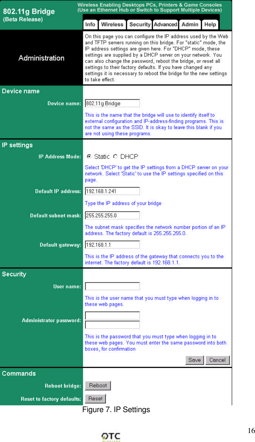        16 Figure 7. IP Settings  