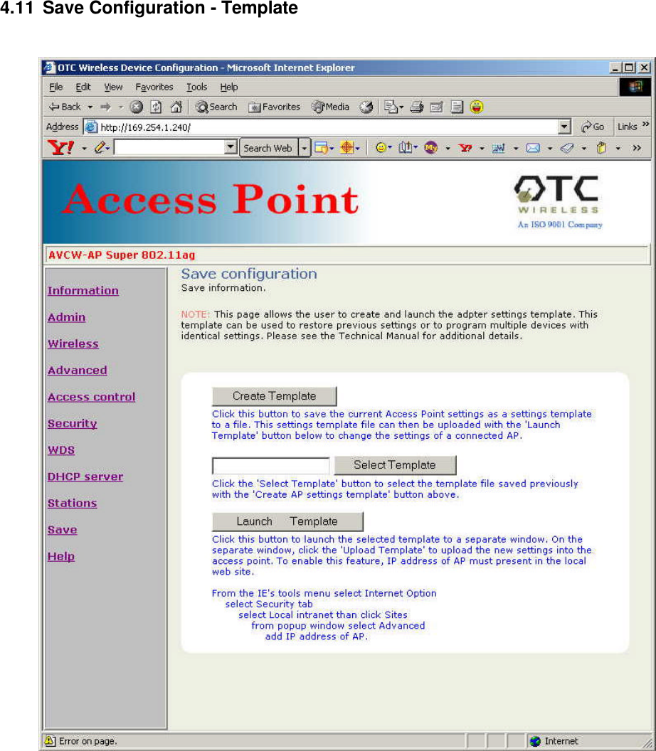  4.11 Save Configuration - Template    