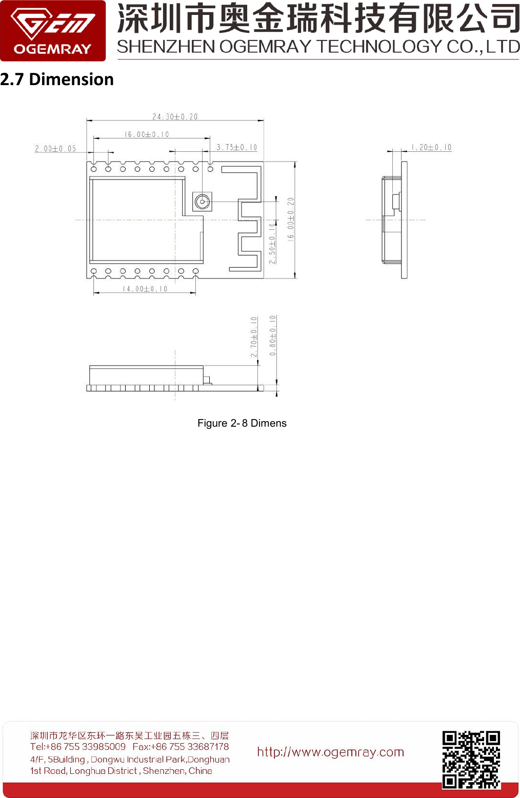 2.7 DimensionFigure 2- 8 Dimens
