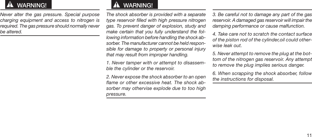 Page 11 of 12 - Ohlins Ohlins-Shock-Absorbers-Motorcycle-Road-And-Track-Users-Manual- 07241-02A5L.p65  Ohlins-shock-absorbers-motorcycle-road-and-track-users-manual