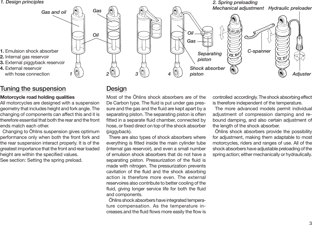 Ohlins Shock Absorbers Motorcycle Road And Track Users Manual 07241