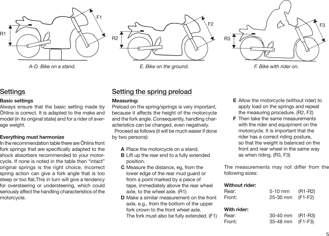 Page 5 of 12 - Ohlins Ohlins-Shock-Absorbers-Motorcycle-Road-And-Track-Users-Manual- 07241-02A5L.p65  Ohlins-shock-absorbers-motorcycle-road-and-track-users-manual