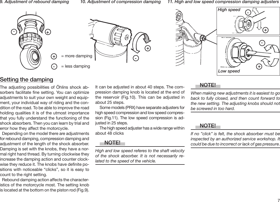 Ohlins Shock Absorbers Motorcycle Road And Track Users Manual 07241