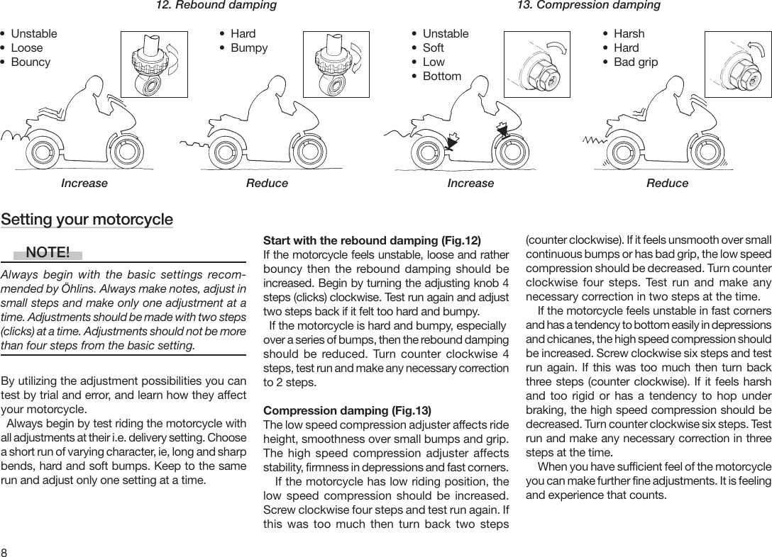 Page 8 of 12 - Ohlins Ohlins-Shock-Absorbers-Motorcycle-Road-And-Track-Users-Manual- 07241-02A5L.p65  Ohlins-shock-absorbers-motorcycle-road-and-track-users-manual