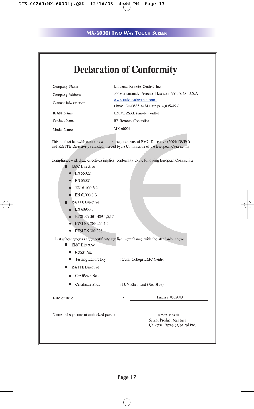 Page 17MX-6000i TWO WAY TOUCH SCREENOCE-0026J(MX-6000i).QXD  12/16/08  4:44 PM  Page 17