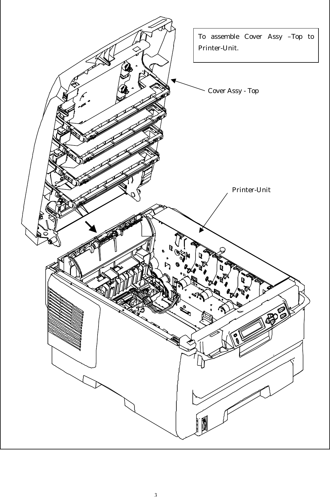  Printer-Unit Cover Assy - Top To assemble Cover Assy –Top toPrinter-Unit. 3