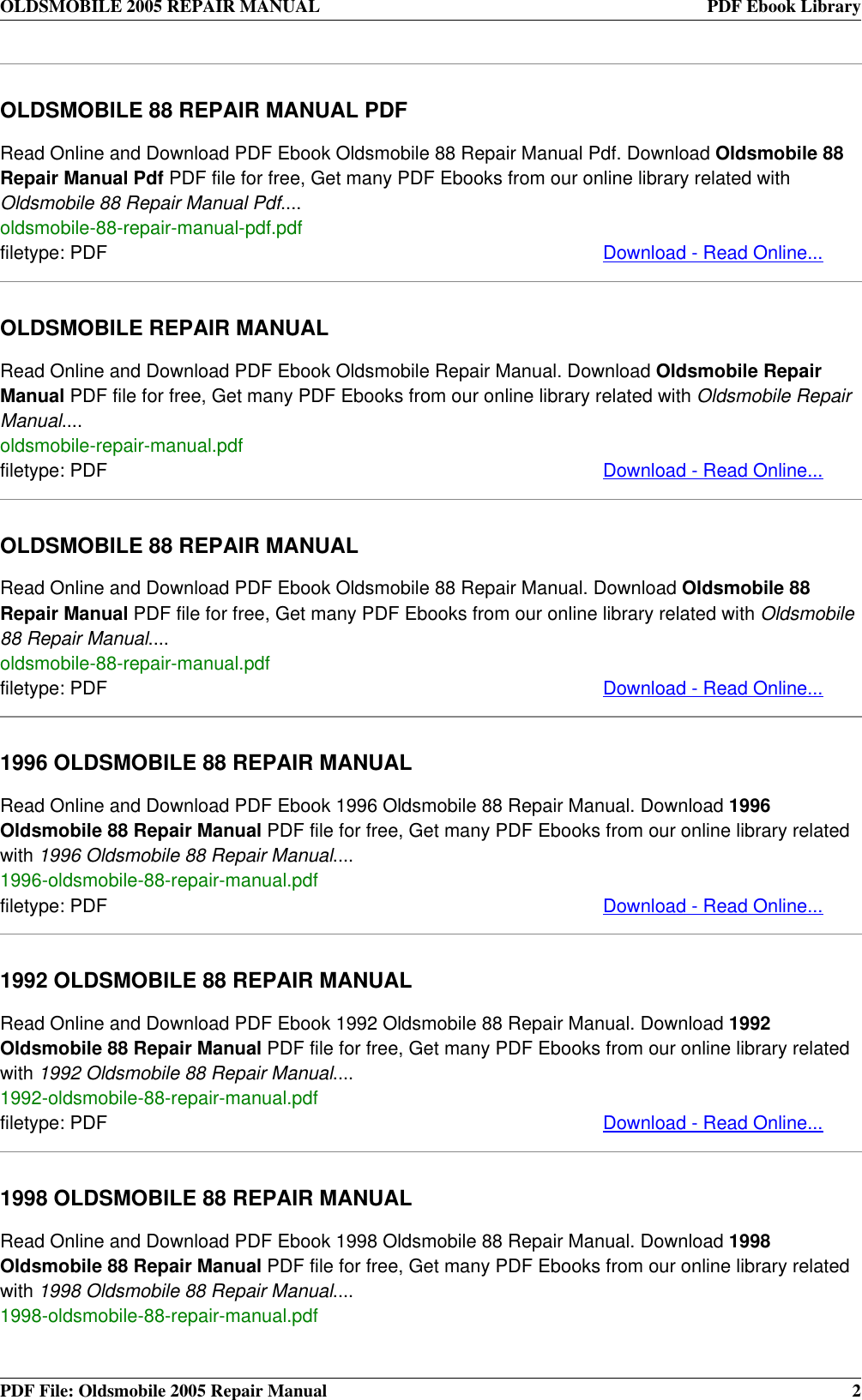 Page 2 of 4 - Oldsmobile Oldsmobile-Oldsmobile-Automobile-2005-Users-Manual- 2005 REPAIR MANUAL  Oldsmobile-oldsmobile-automobile-2005-users-manual