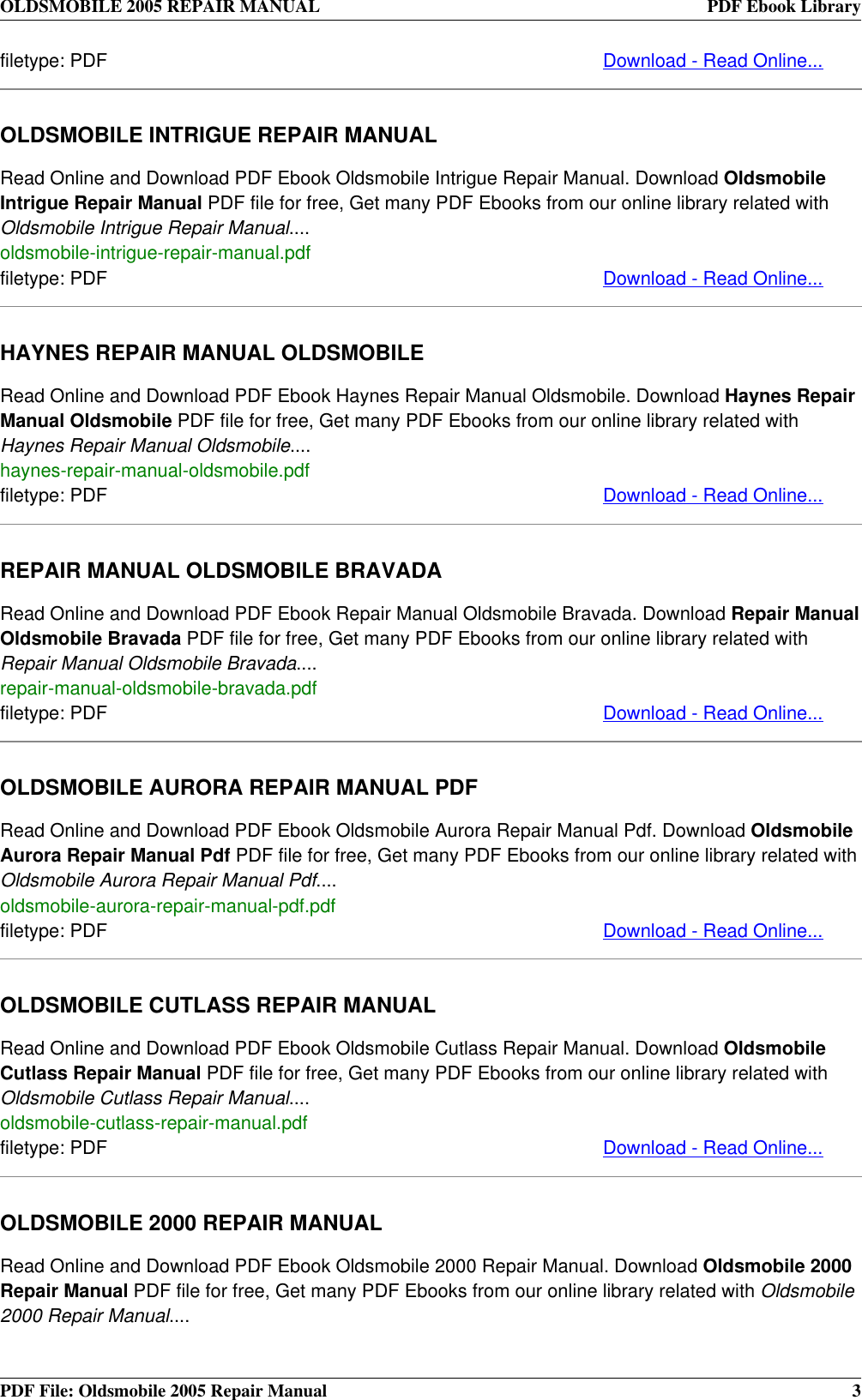 Page 3 of 4 - Oldsmobile Oldsmobile-Oldsmobile-Automobile-2005-Users-Manual- 2005 REPAIR MANUAL  Oldsmobile-oldsmobile-automobile-2005-users-manual