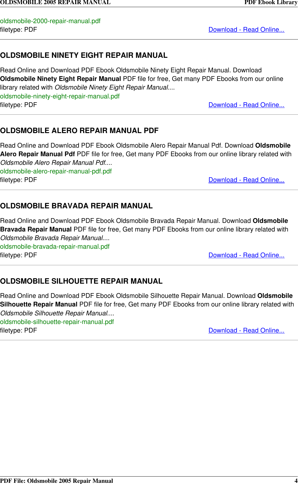 Page 4 of 4 - Oldsmobile Oldsmobile-Oldsmobile-Automobile-2005-Users-Manual- 2005 REPAIR MANUAL  Oldsmobile-oldsmobile-automobile-2005-users-manual