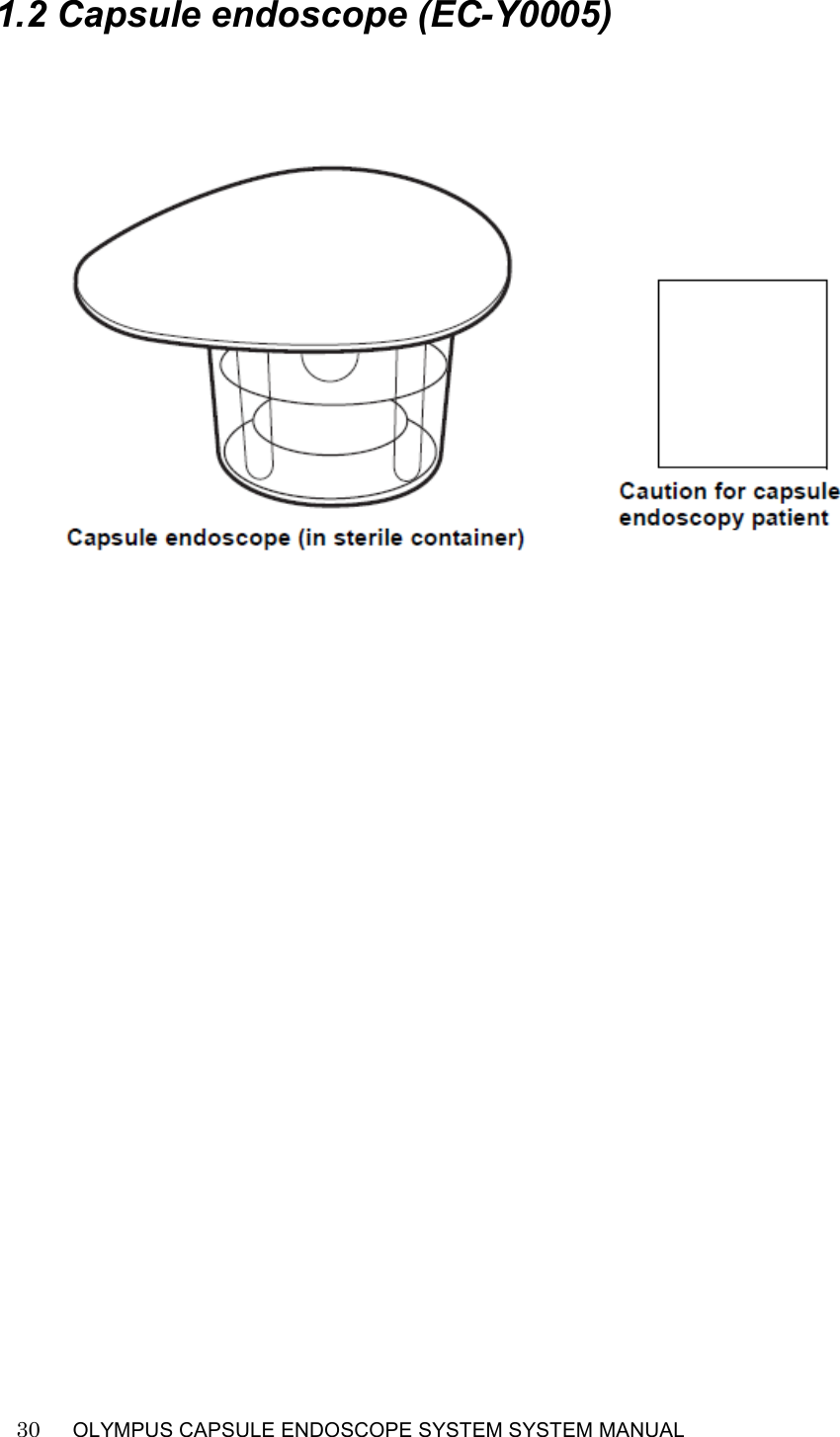    30   OLYMPUS CAPSULE ENDOSCOPE SYSTEM SYSTEM MANUAL                                                          1.2 Capsule endoscope (EC-Y0005)       