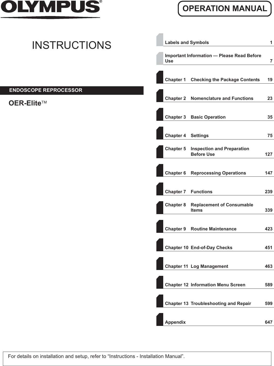 Olympus Medical Systems RU2020 Endoscope Reprocessor User Manual GT9882