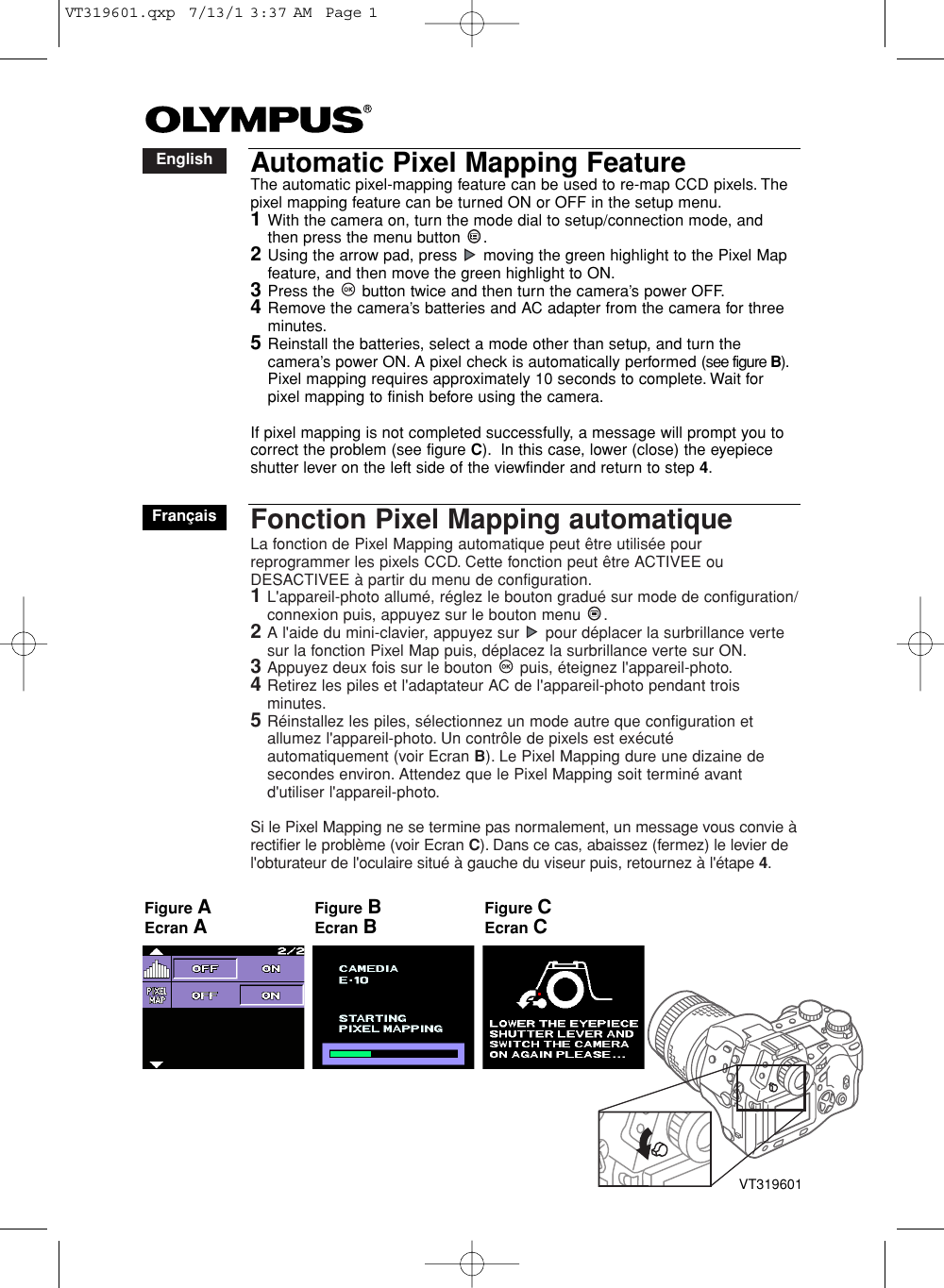 Page 1 of 1 - Olympus E-10-Pixel-Mapping-Instructions-English-Fran-Ais-45-3-Kb E-10_Pixel_Mapping_Feature_EN_FR