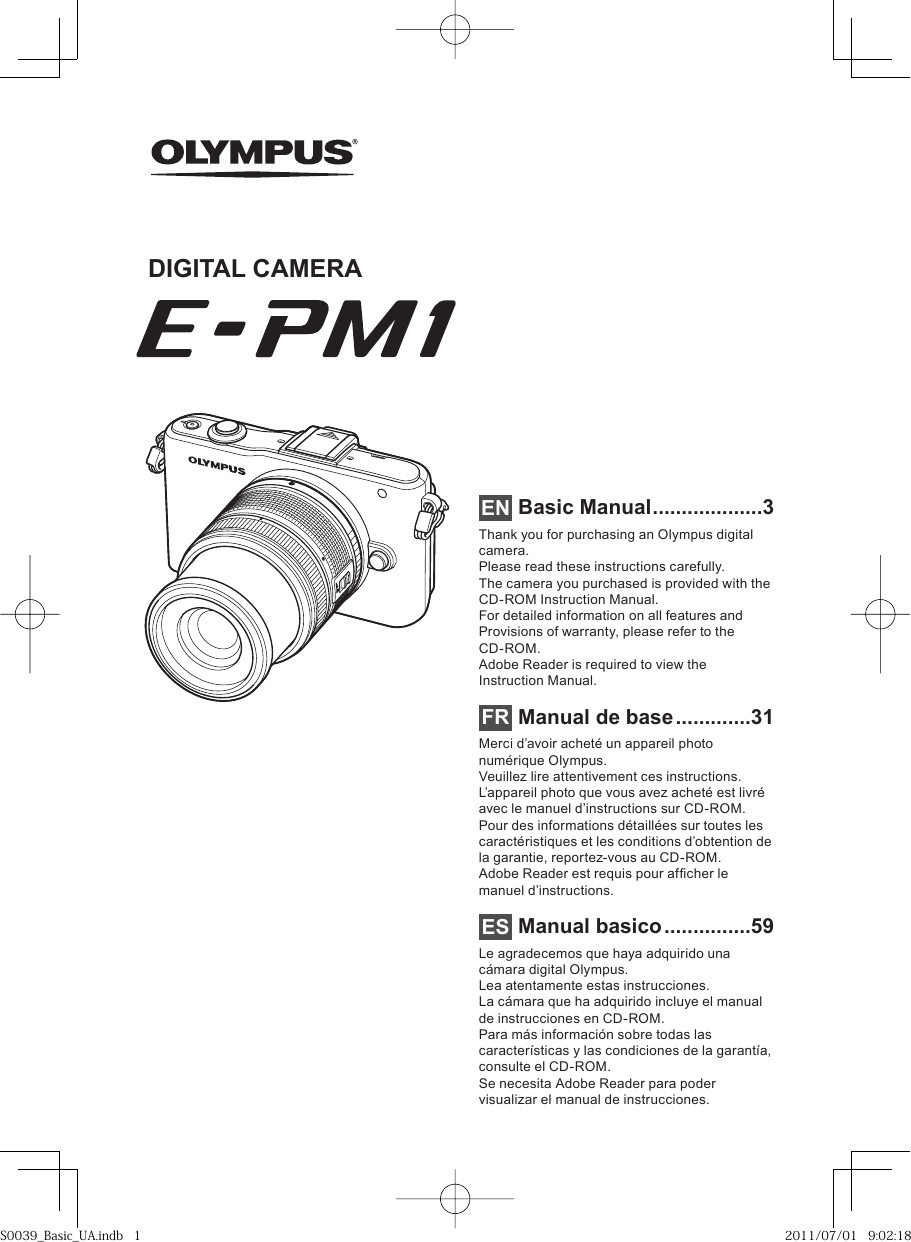 Olympus E Pm1 Basic Manual English Espa Ol Fran Ais 4 6 Mb PM1_Basic ...