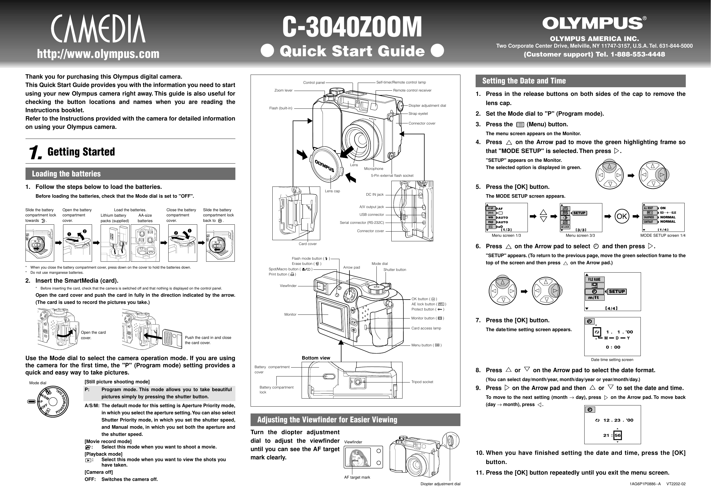 Olympus Camedia C 3040 Zoom Quick Start Manual